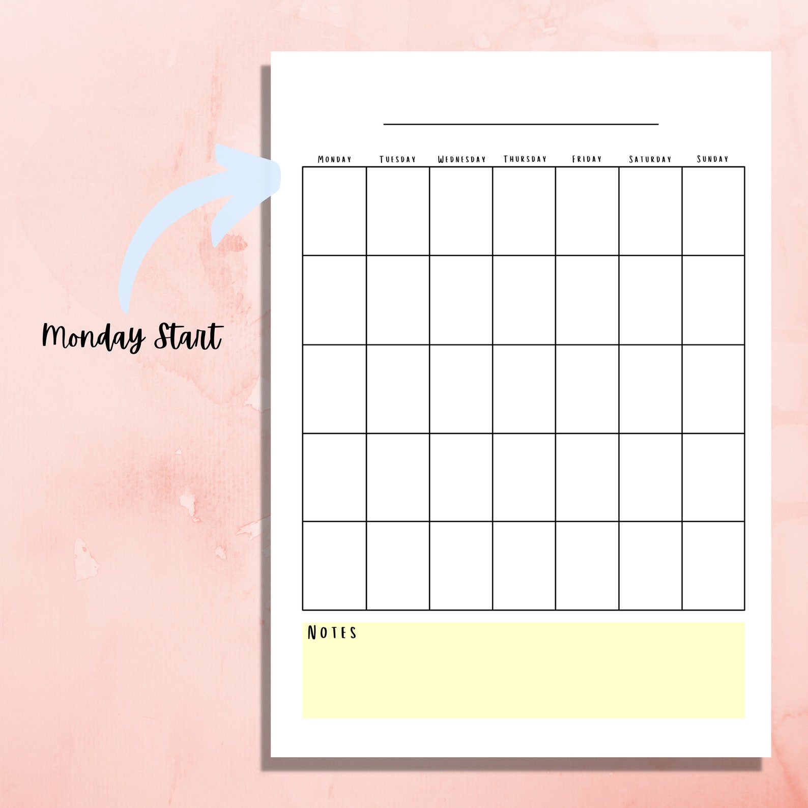 Blank Calendar Printable, Monthly Planner, Calendar Printable ...