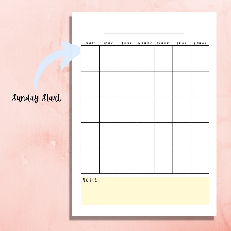 Blank Calendar Printable, Monthly Planner, Calendar Printable ...
