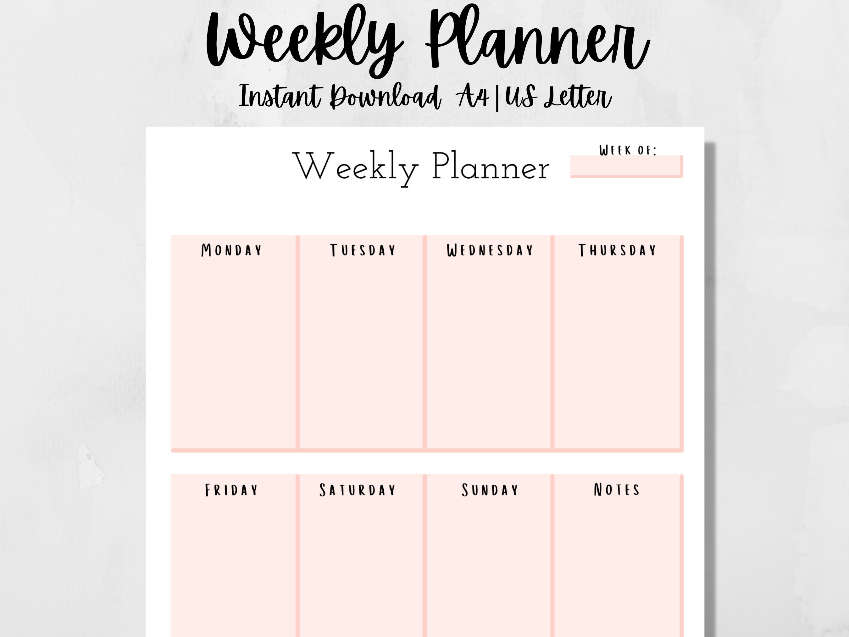 Weekly Planner Printable Vertical, Weekly Planner Template, Blank ...