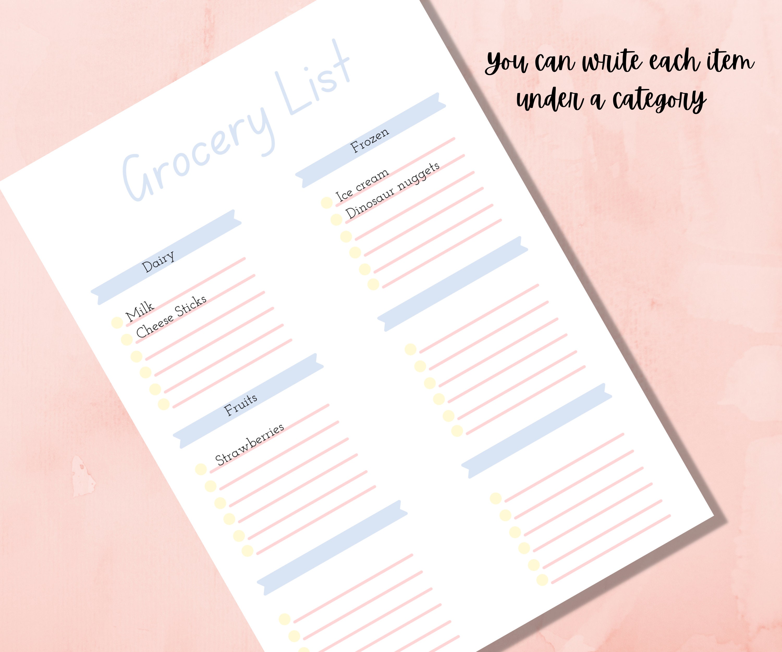 Grocery List Printable, Digital Download Grocery List, PDF Download ...