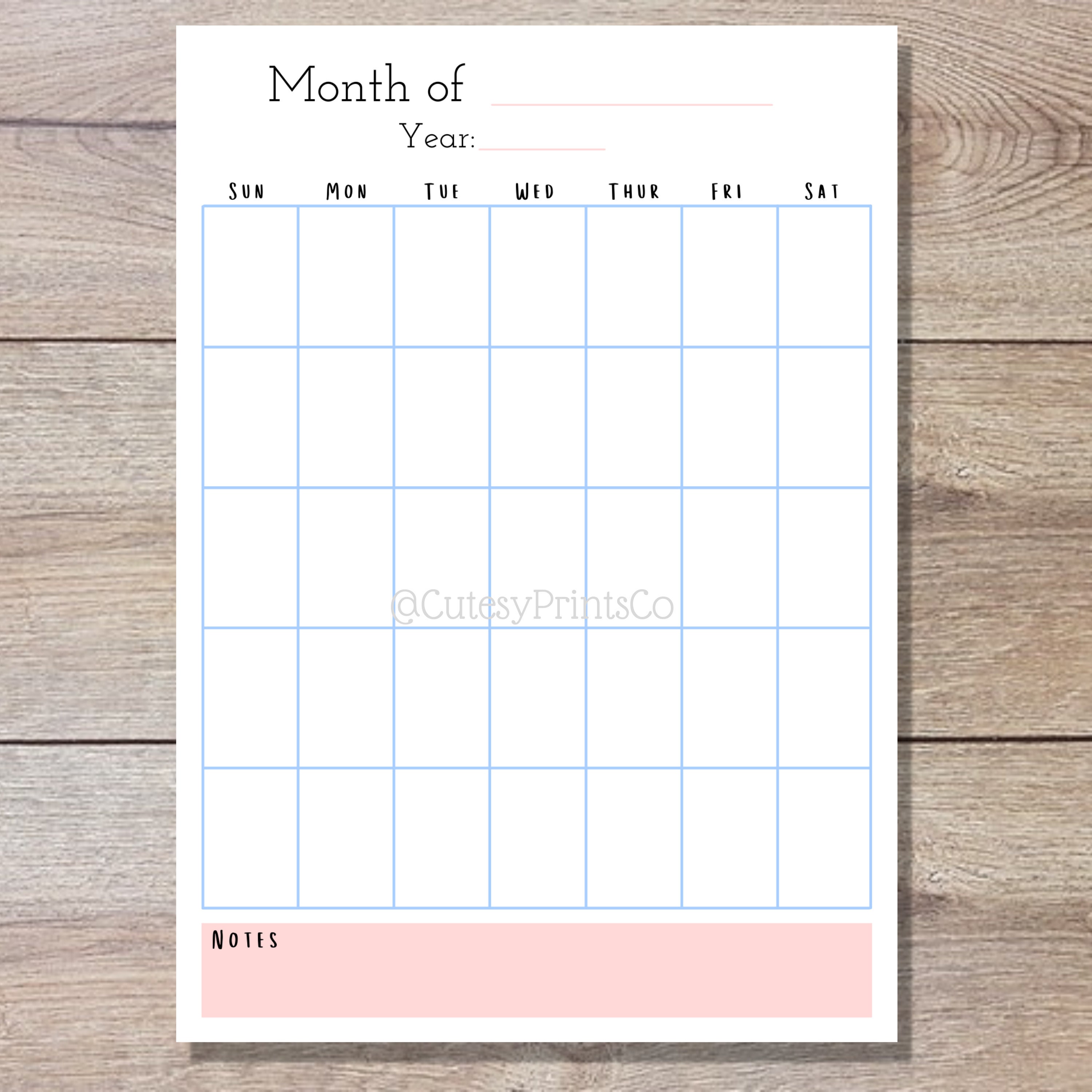 Printable Calendar, Blank Monthly Calendar,calendar Template, Calendar ...