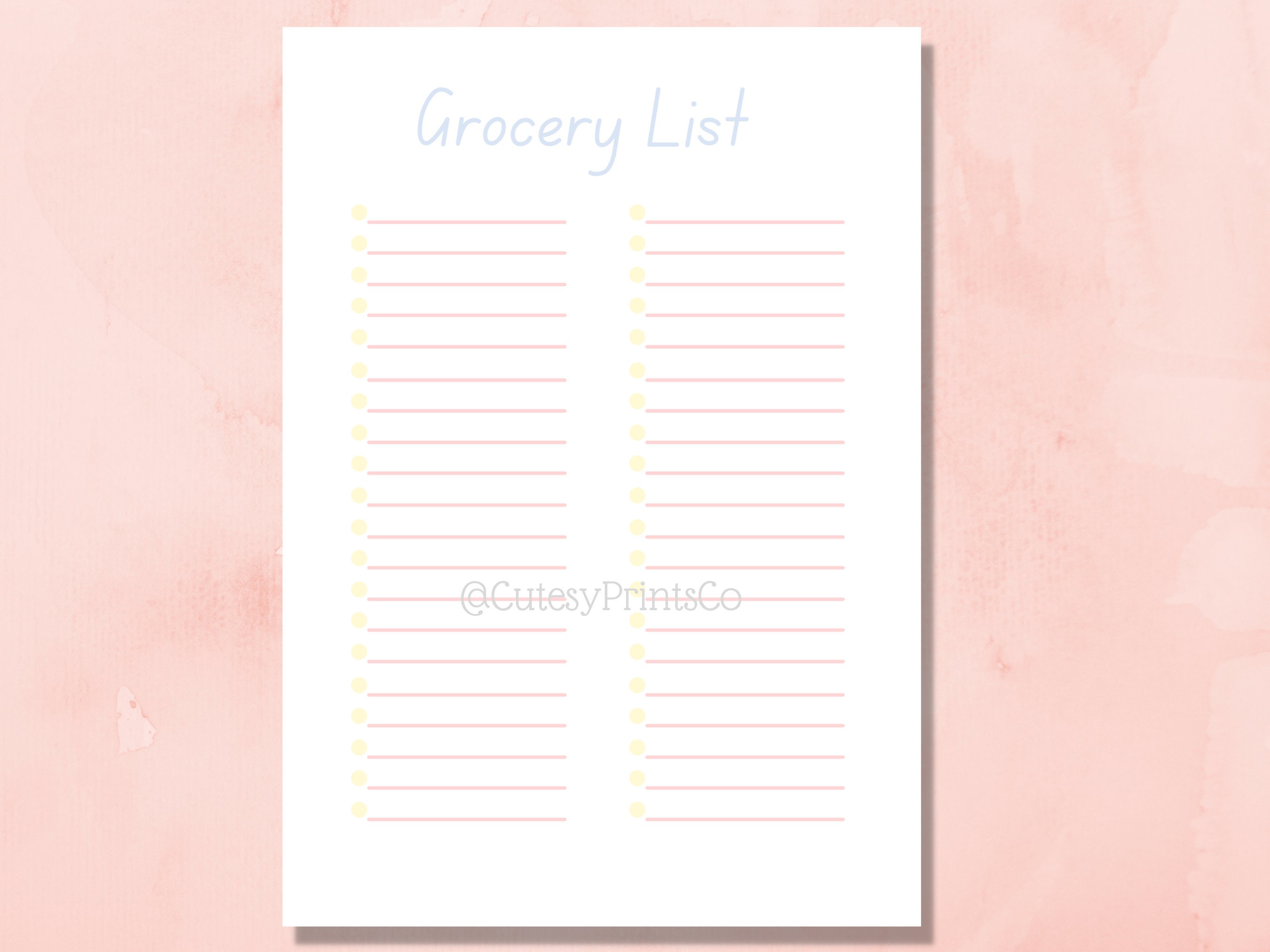 Grocery List Printable, Digital Download Grocery List, PDF Download ...