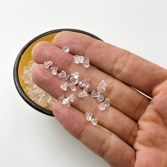 50pcs Soft Clear Silicone Earring Backs Safety Backings for Earrings 