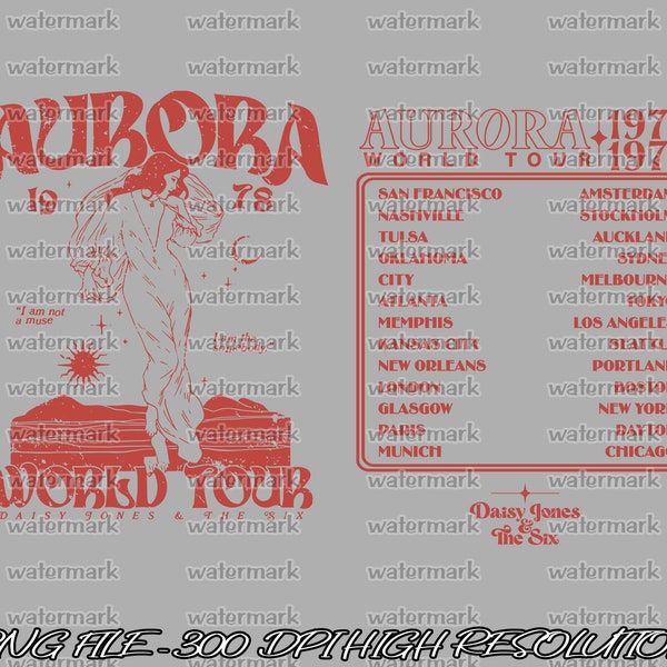 Aurora World Tour PNG, Vintage Aurora Tour Png, Gift for Fans, Jones Aurora World Tour Concert Design, Sublimations, Digital Download
