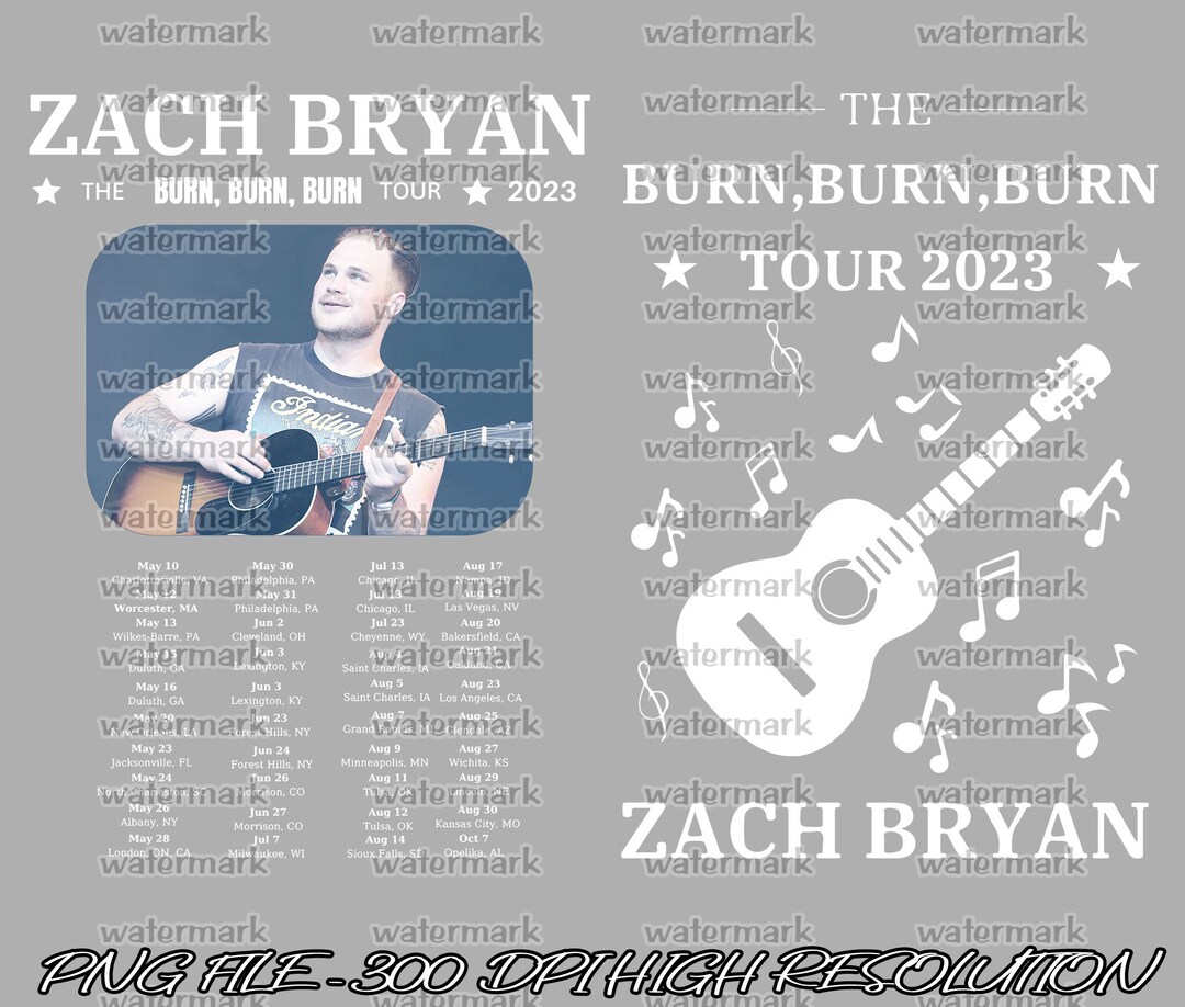 Zach Bryan Tour 2023 PNG Burn Burn Burn Tour Digital Etsy