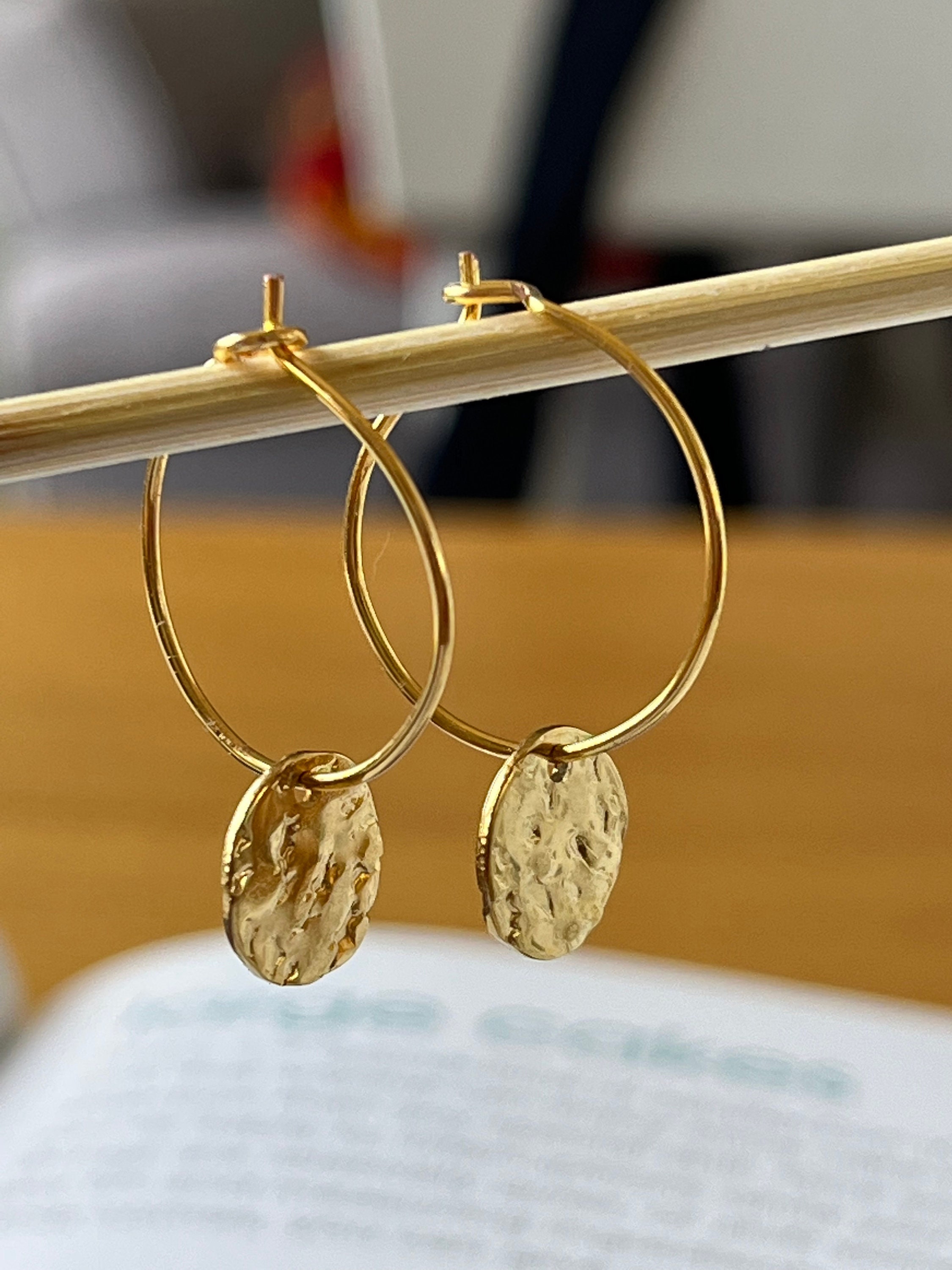 9ct Yellow Gold Hammered Disc Earrings By Heather Scott Jewellery |  notonthehighstreet.com