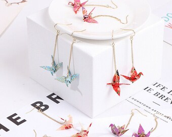 Origami Earrings, Paper Dangle Earrings, Long Drop Earrings for Women Uk seller
