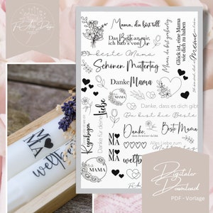 Kerzentattoo | Muttertag | Beste Mama |  Wasserschiebefolie | digitale Vorlage | handgezeichnet | PDF | Download | DIN A4