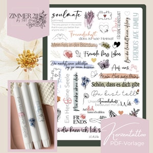 Kerzentattoo | Freundschaft | watercolour | Wasserschiebefolie | digitale Vorlage | handgezeichnet | PDF | Download | DIN A4