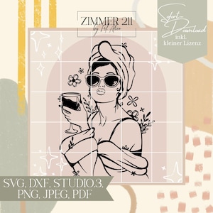 Cheers SVG - Mulher com taça de vinho - modelo digital para despedidas de solteira, aniversários de melhores amigas, Dia das Mães, noites de meninas, etc.