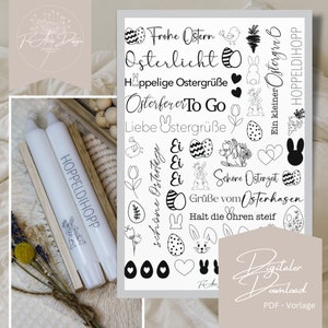 Kerzentattoo | Frohe Ostern | Wasserschiebefolie | digitale Vorlage | handgezeichnet | PDF | Download | DIN A4
