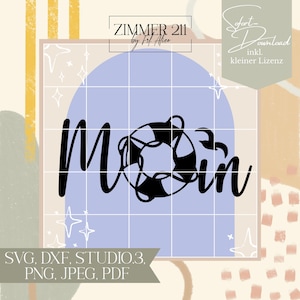 Moin Schriftzug mit Möwe und Rettungsring - digitale Vorlage zur Erstellung von Bügelbildern, Karten, Geschenken und mehr