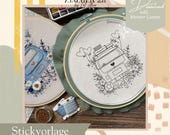 Stickvorlage Hochzeitsbus PDF | Florales Bulli Stickmuster | DIY Hochzeitsgeschenk | Motiv-Vorlage ohne Anleitung für Kreative | Zimmer 211