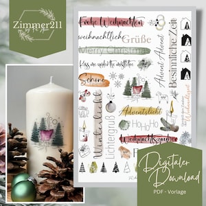 Weihnachten | Winter | Kerzentattoo | PDF-Vorlage | farbig | Wasserschiebefolie | digitale Vorlage | handgezeichnet | Download | DIN A4