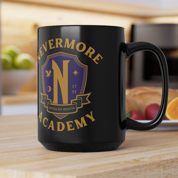 Nevermore Academy - Adams Family Black Coffee Mug 15oz