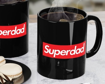 Superdad Black Coffee Mug 11oz / Father&#39;s Day / Father / Dad / Funny / Papa / Gift