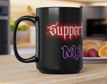 Dota - Caneca de café preta Support Lives Matter 15 onças
