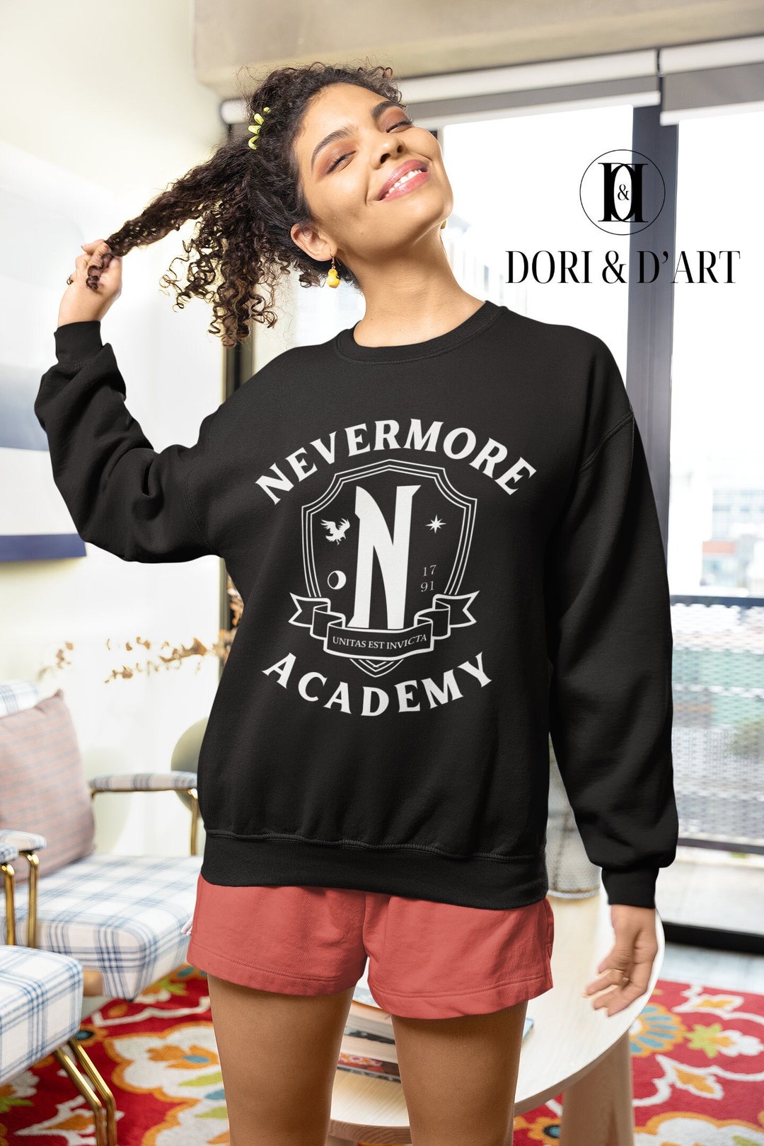Sweatshirt Wednesday Nevermore Academy - Déguisement Halloween Ou Vêtement Casual - Coupe Classique, 100% Coton - Homme Et Femme