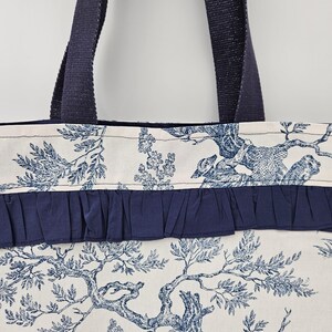 Tote bag motifs bleus fins - Sac en tissu fait main Marik