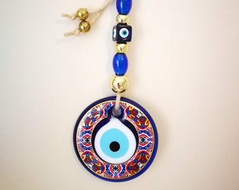 Handmade Turkish Glass Evil Eye Wall Hanging: Home Ornament