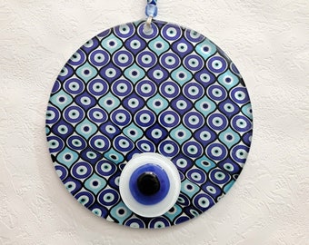 Modern Evil Eye,Fused Glass Evil Eye Beads,Greek Mati,Malocchio,Unique Gift,Home Decor,Protection,Charms
