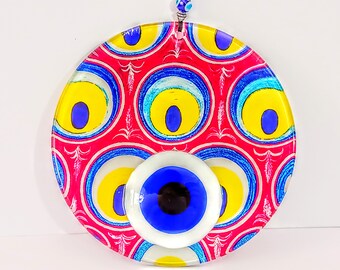 Fusion Glass Evil Eye Wall Decor: Turkish Nazar Boncuk