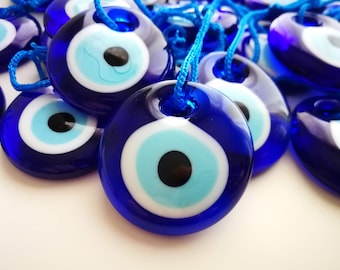 Bulk Blue Evil Eye Beads: Handmade Glass Charms for Favors (4cm)
