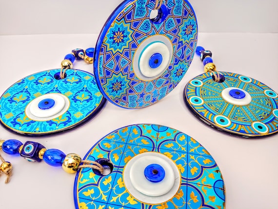 Blue Evil Eye Wall Hanging: Greek Nazar Boncuk Home Decor