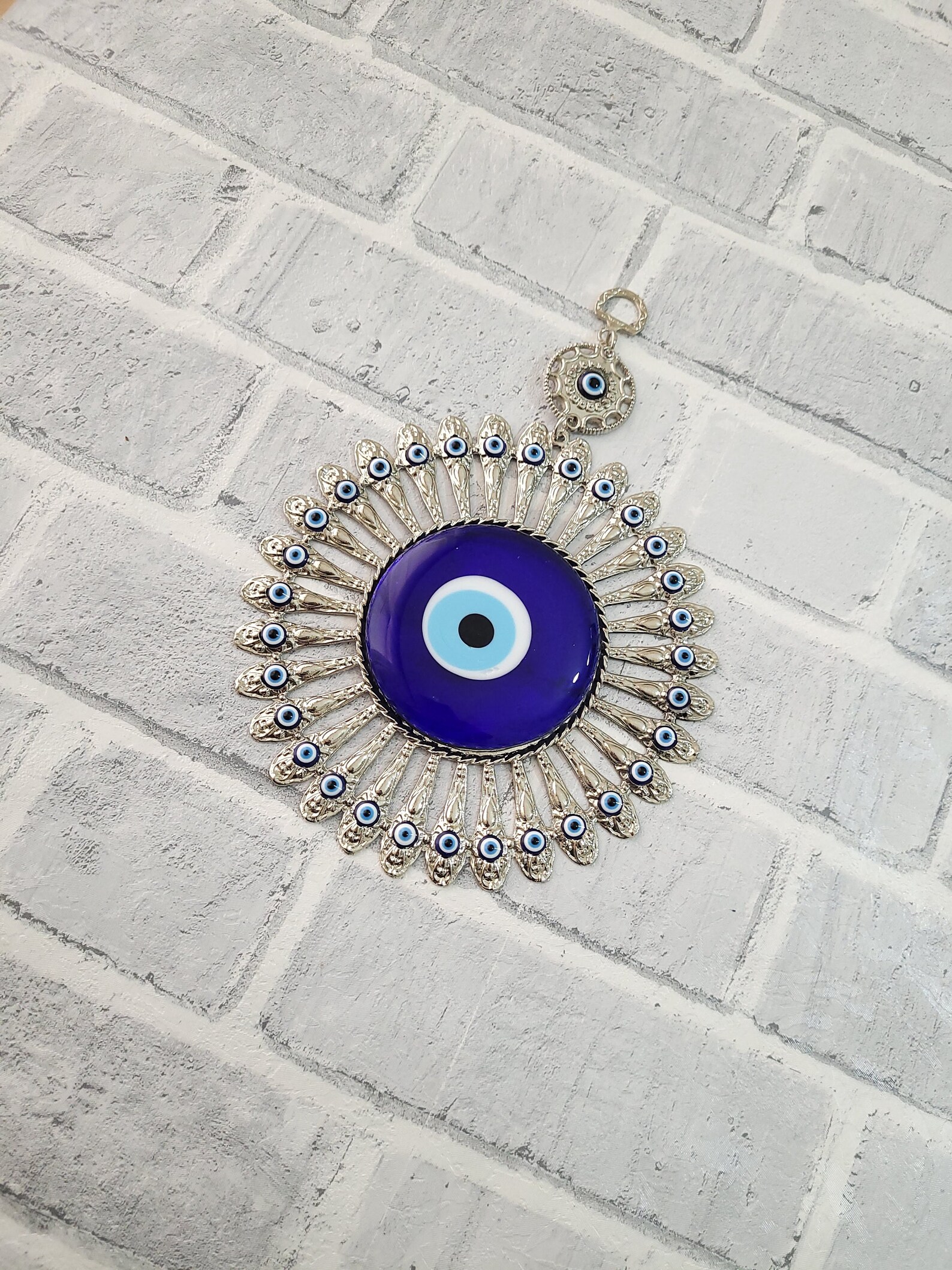 Silver Metal Wall Decor With Evil Eye Charmwall Arthome | Etsy