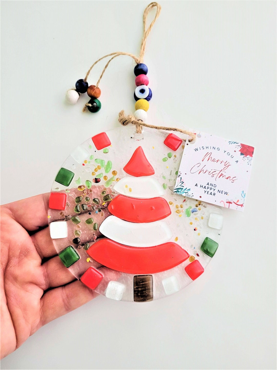 Weihnachtsanhänger, Fusion Glas Tannenbaum und Böser Blick