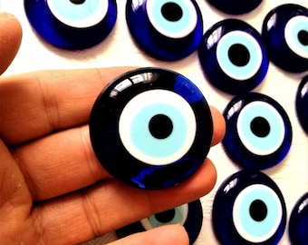 Blue Evil Eye Paperweight: Solid Glass Nazar Boncuk Charm (5cm)