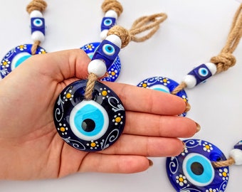Daisy Evil Eye Wall Decor: Turkish Blue Greek Charm