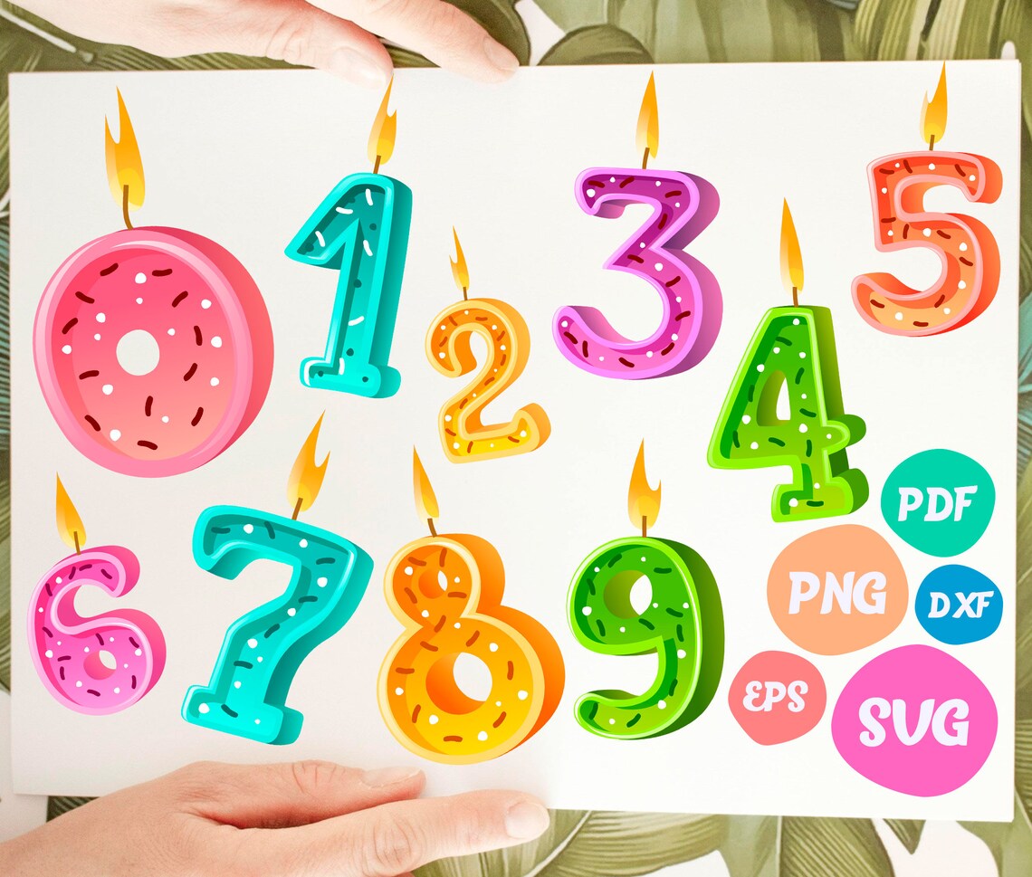 Birthday Candles Svg,birthday Numbers Candles, Birthday Candles PDF