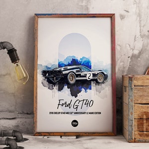 Ford Shelby GT40 MKII 50th Anniversary Le Mans Edition Poster / Print / Wall Art /  Home Decor / A3, A4 / UK