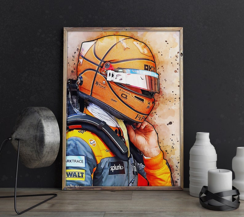 Lando Norris Poster Basketball Helmet Print Mclaren F1 Formula Etsy