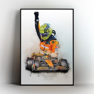 Póster de Lando Norris con impresión de McLaren - Arte mural de Lando Norris, regalo de cumpleaños para fanáticos de la F1, decoración de carreras