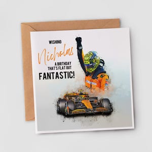 Gepersonaliseerde Lando Norris-verjaardagskaart 2025 Mclaren Car-verjaardagscadeau met gratis envelop