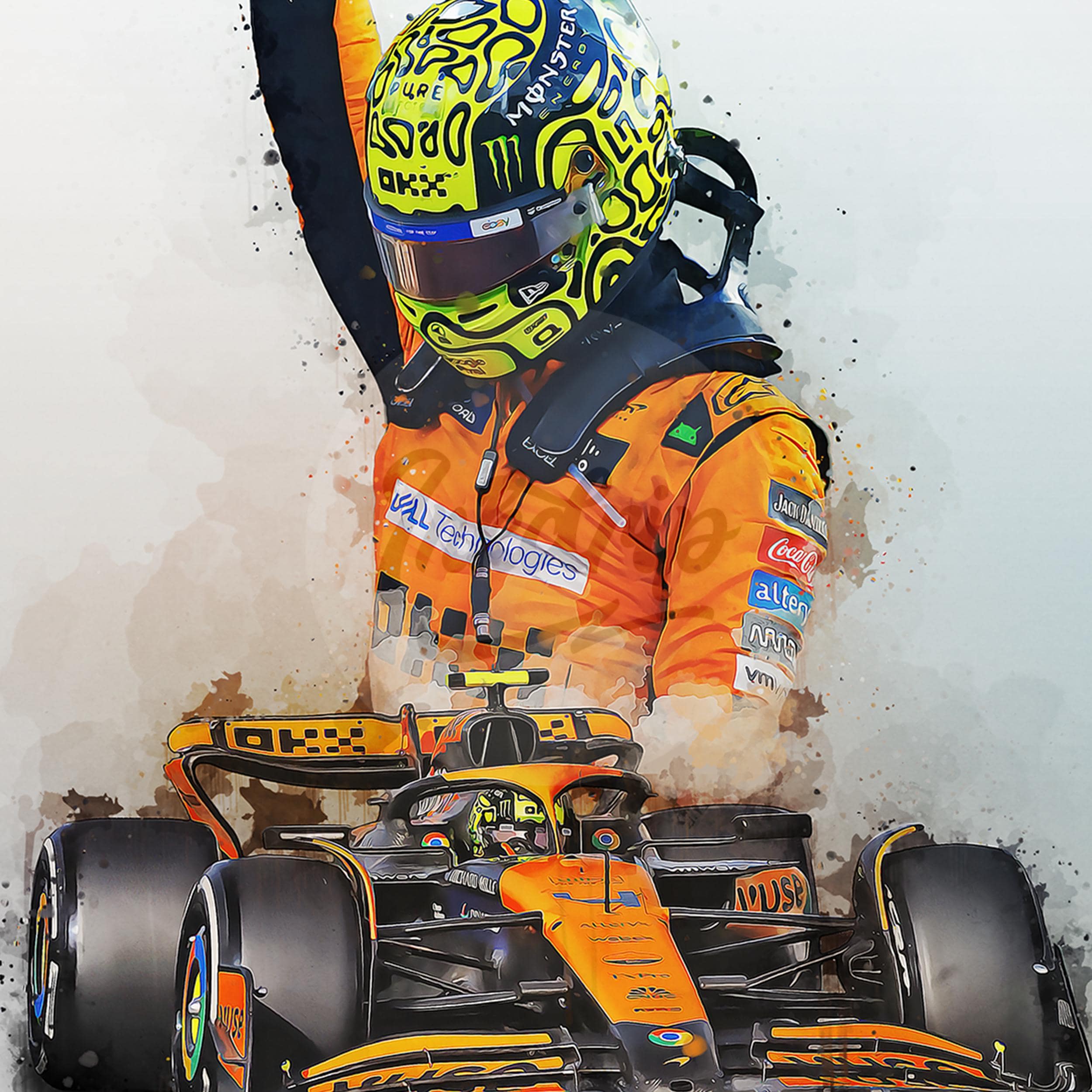 Affiche Lando Norris Signée - Format A4 - Poster F1 2025 - Cadeau Fan
