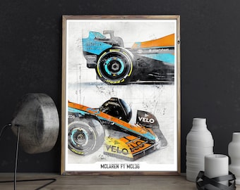 McLaren MCL36 2022 Poster F1 Formula One Wall Art Print