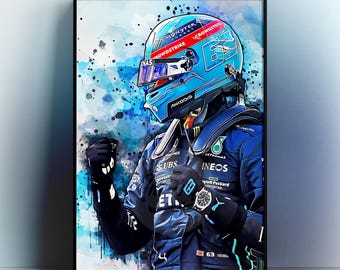 Poster Sur Toile George Russell F1 2025 – Déco Murale Sportive – Format 30 X 45 Cm – Impression Haute Qualité – Pour Salon, Chambre