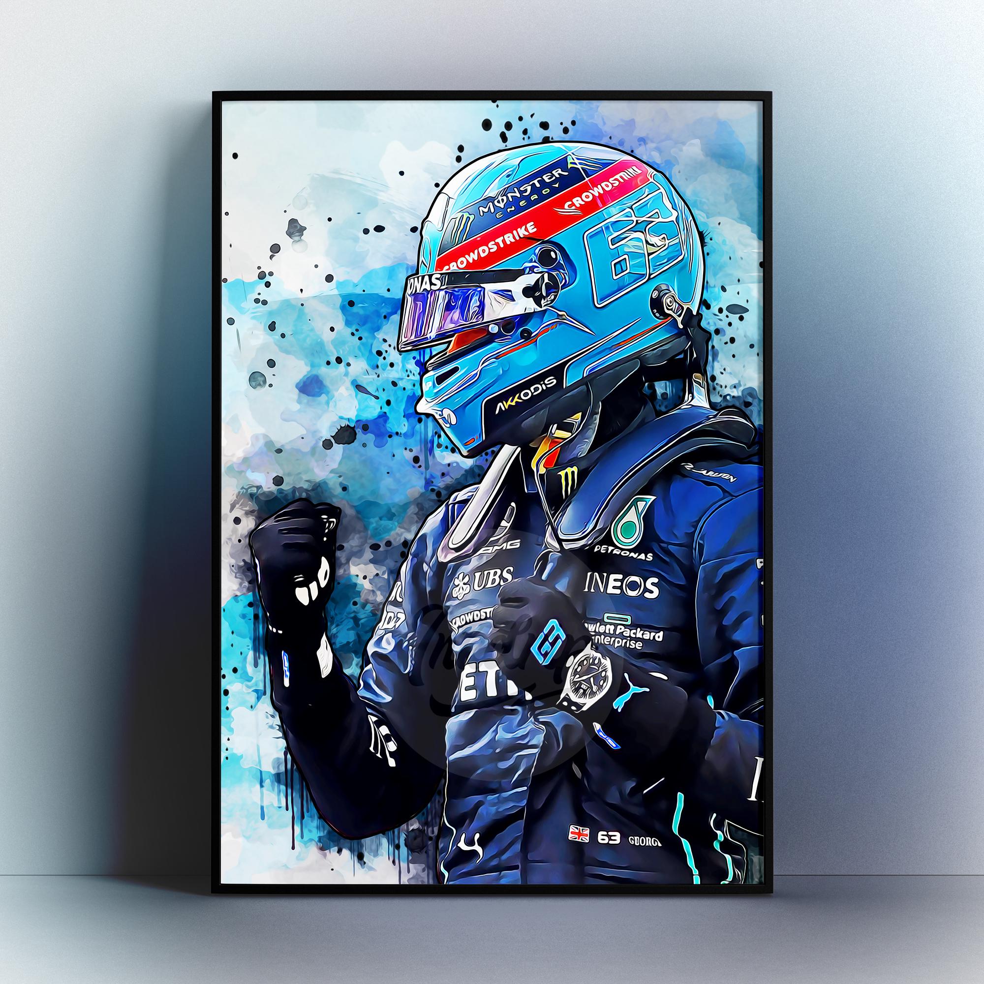 George Russell Poster - F1 Mercedes AMG Framed Wall Art Print - Etsy