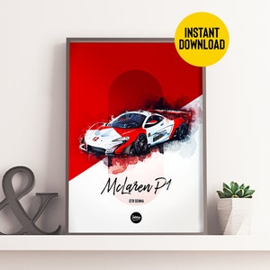McLaren P1 GTR Senna Poster Downloadable Print / Print / Wall Art / Home Decor / A3, A4 / UK