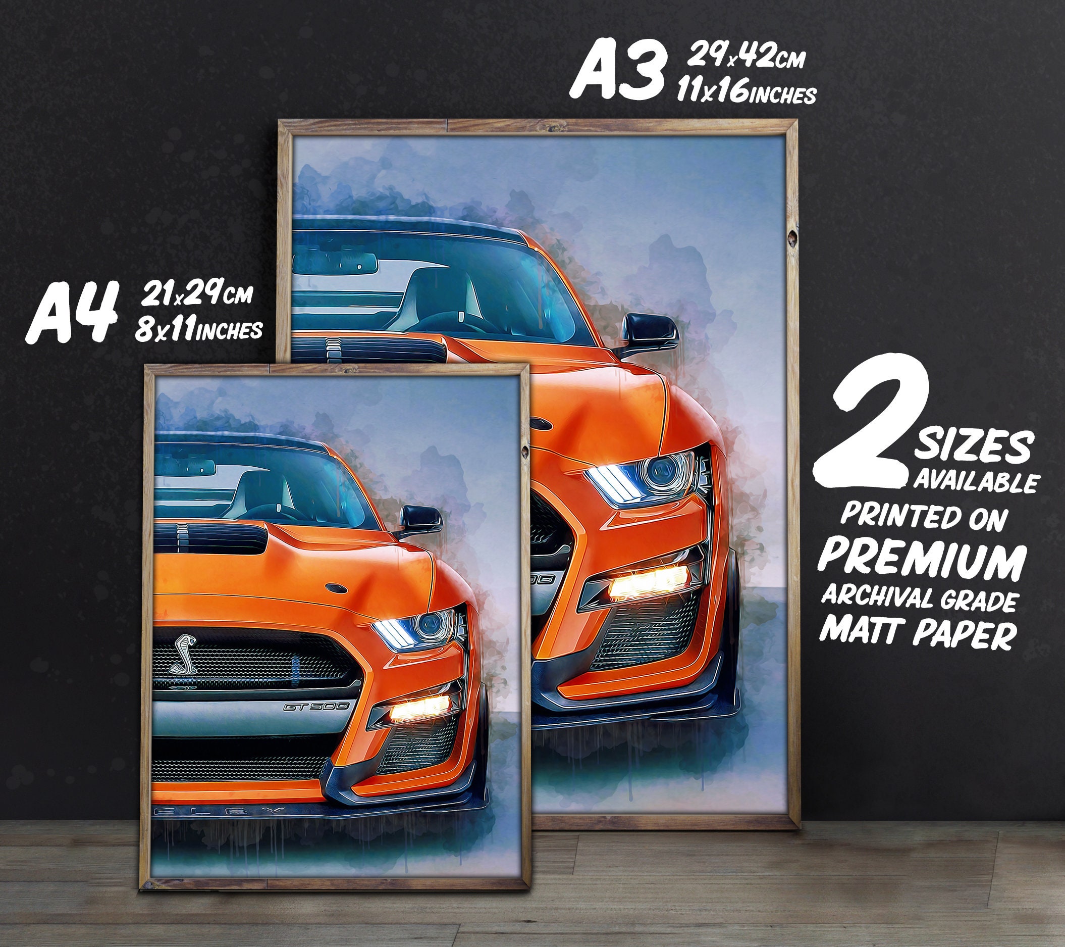 Ford Mustang Shelby Cobra GT500 Poster Wall Art Print - Etsy Australia
