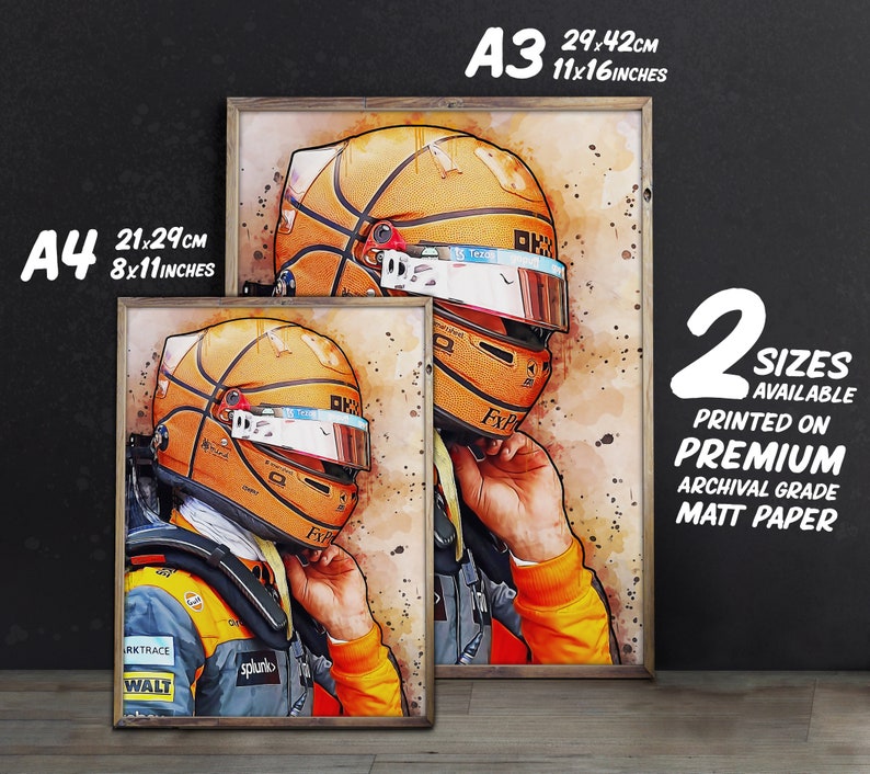 Lando Norris Poster Basketball Helmet Print Mclaren F1 Formula Etsy