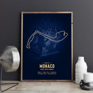 Monaco F1 circuit circuit poster - muurkunst formule 1 - racewagen print - poster Grand Prix van Monaco - decor motorsport