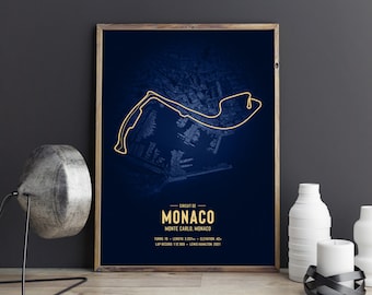 Monaco F1 Circuit Track Poster - Formula One Wall Art - Racing Car Print - Monaco Grand Prix Poster - Motorsport Decor