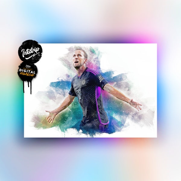 Harry Kane Poster | Bayern München | Fußball Wand Kunstdruck | Sofortiger digitaler Download