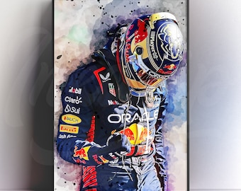 Cartel de Max Verstappen - Red Bull F1 2023 Ilustración del campeón mundial Fórmula 1 Impresión - Decoración de arte de pared Regalos de F1