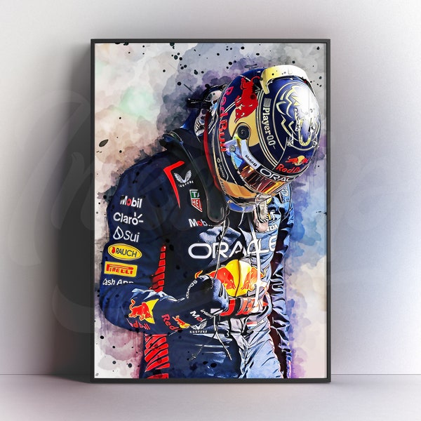 Max Verstappen Poster - Red Bull F1 2023 World Champion Illustration Formula 1 Print - Wall Art Decor F1 Gifts