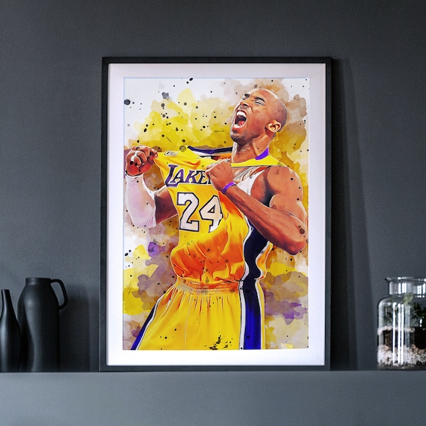 Koby Bryant Poster | NBA Lakers 24 Print Wall Art